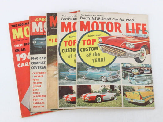 Lot Of 5 Motor Life Vintage Car Magazines July Sep Oct Nov 1959 35c