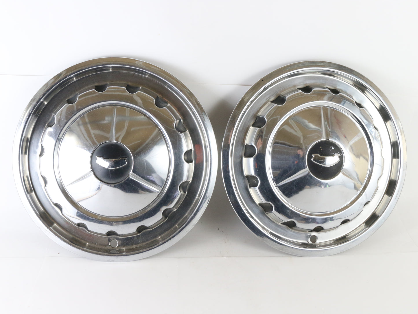 Lot Of 3 Vintage 1957 Chevrolet Bel Air Metal Wheel Hubcaps 14.5" ORIGINAL