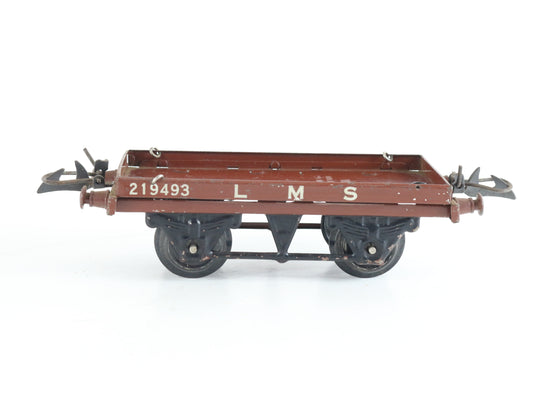 Hornby Meccano O LMS 219493 Low Side Gondola FLAT Car Tin Train prewar open-top freight wagon collectible