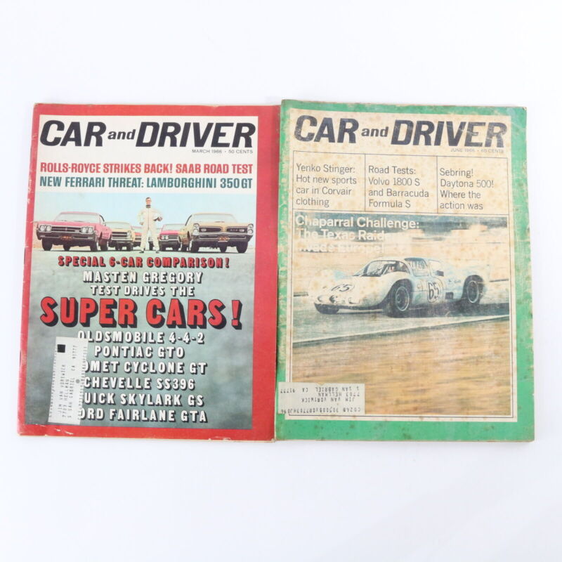 Lot Of 5 Car & Driver Mar Apr June July Aug 1966 Vintage Car Magazines