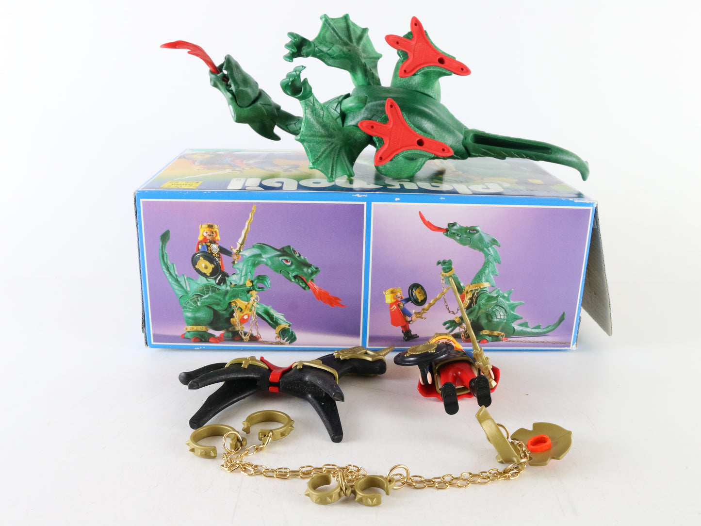 Playmobil 3840 Green Dragon & Knight Playset W/ Horse & Accessories