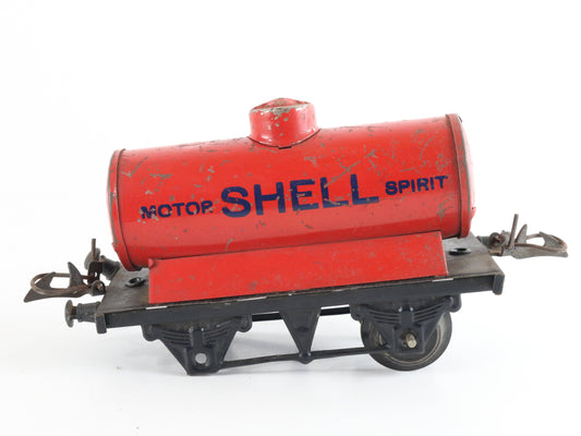 Red Motor Spirit Shell Tank Car Hornby Meccano O Model Train iconic tinplate tank wagon for Shell petrol