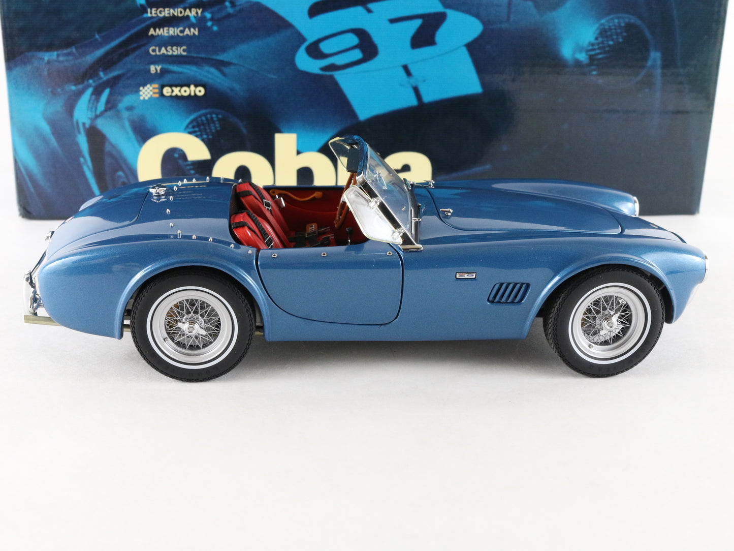 1963 Shelby Cobra 289 Blue Convertible Racing Legends Exoto 1:18 Model Car
