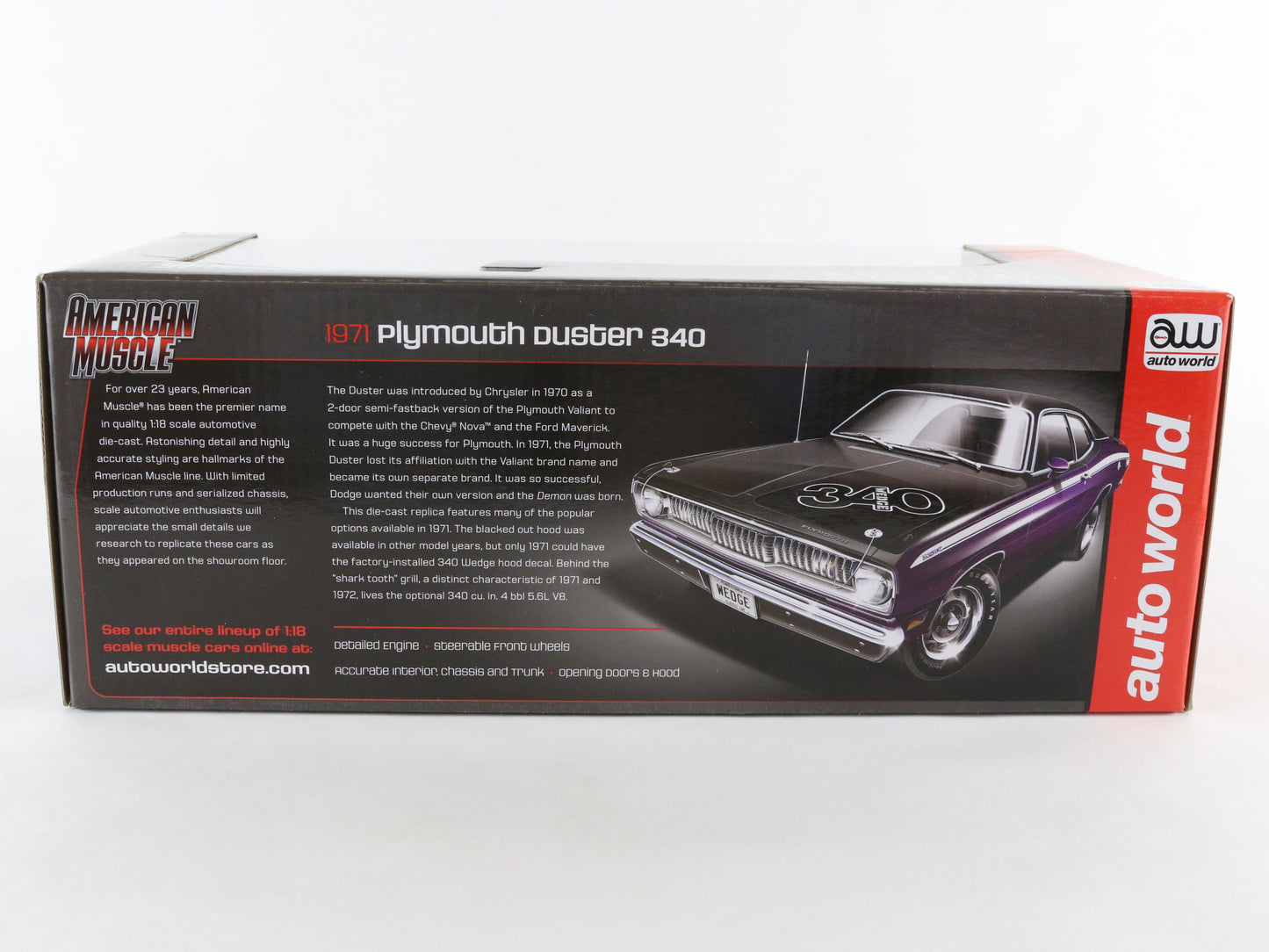 1971 Plymouth Duster 340 Purple American Muscle Auto World 1:18 Model Car