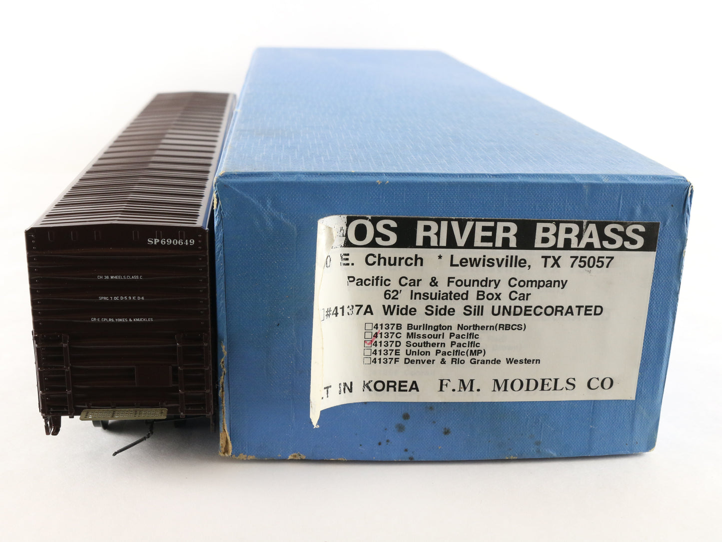 Pecos River O Southern Pacific 690649 62' Insulated Brass Boxcar Train 4137D