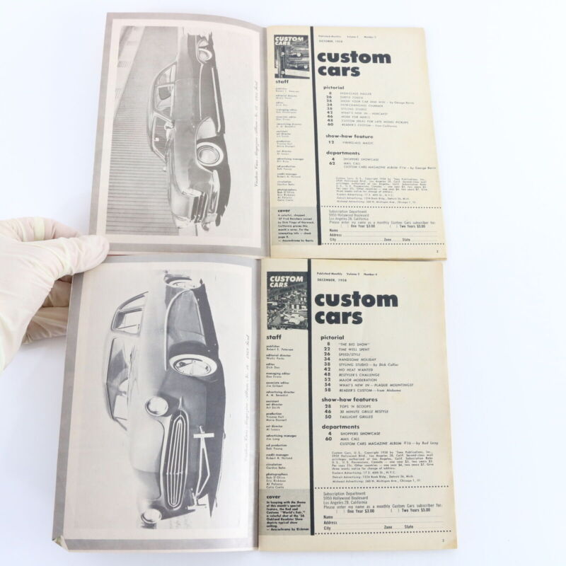 Lot Of 5 Custom Cars Aug Sep Oct Nov Dec 1958 Vintage Car Magazines