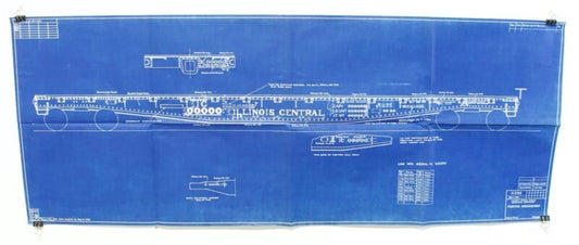 Illinois Central Marking Arrangement Train Flatcar Blueprint H295 Dated 1941 44"