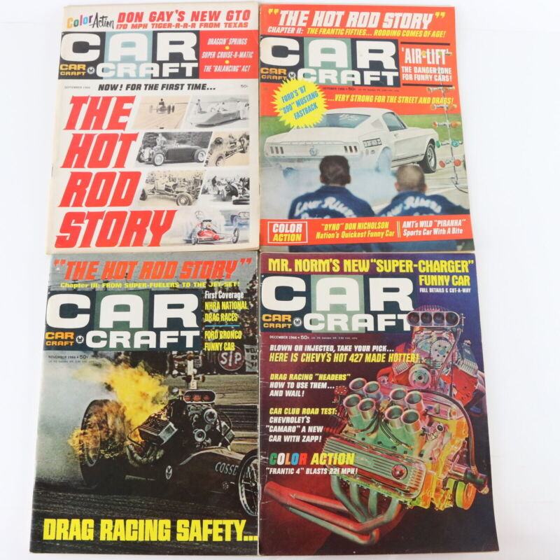 Lot Of 4 Car Craft Sep Oct Nov Dec 1966 Vintage Car Magazines