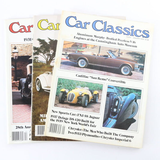 Lot Of 3 Car Classics Jan 1979 Nov Dec 1978 Vintage Car Magazines