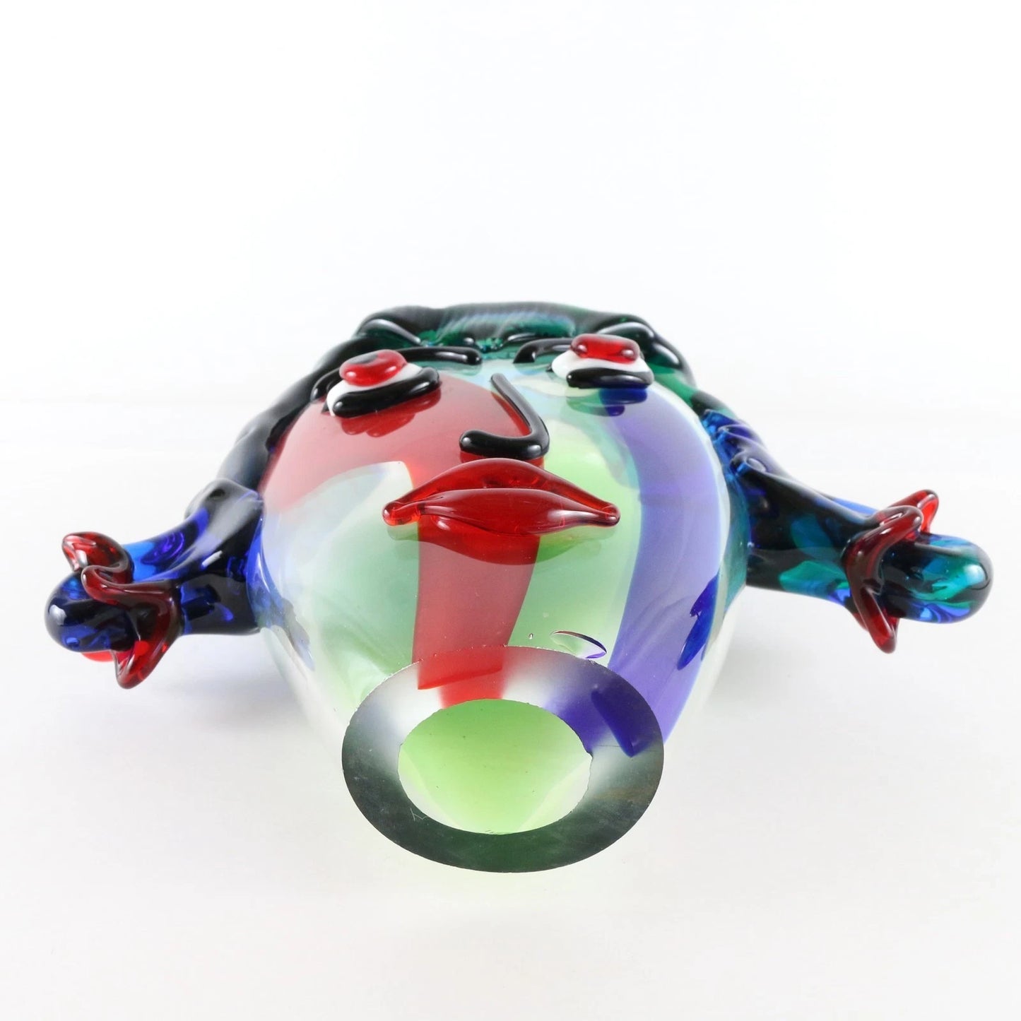 Italian Murano Glass Face Sculpture Art Bust Green Blue Red 10.5” 26cm