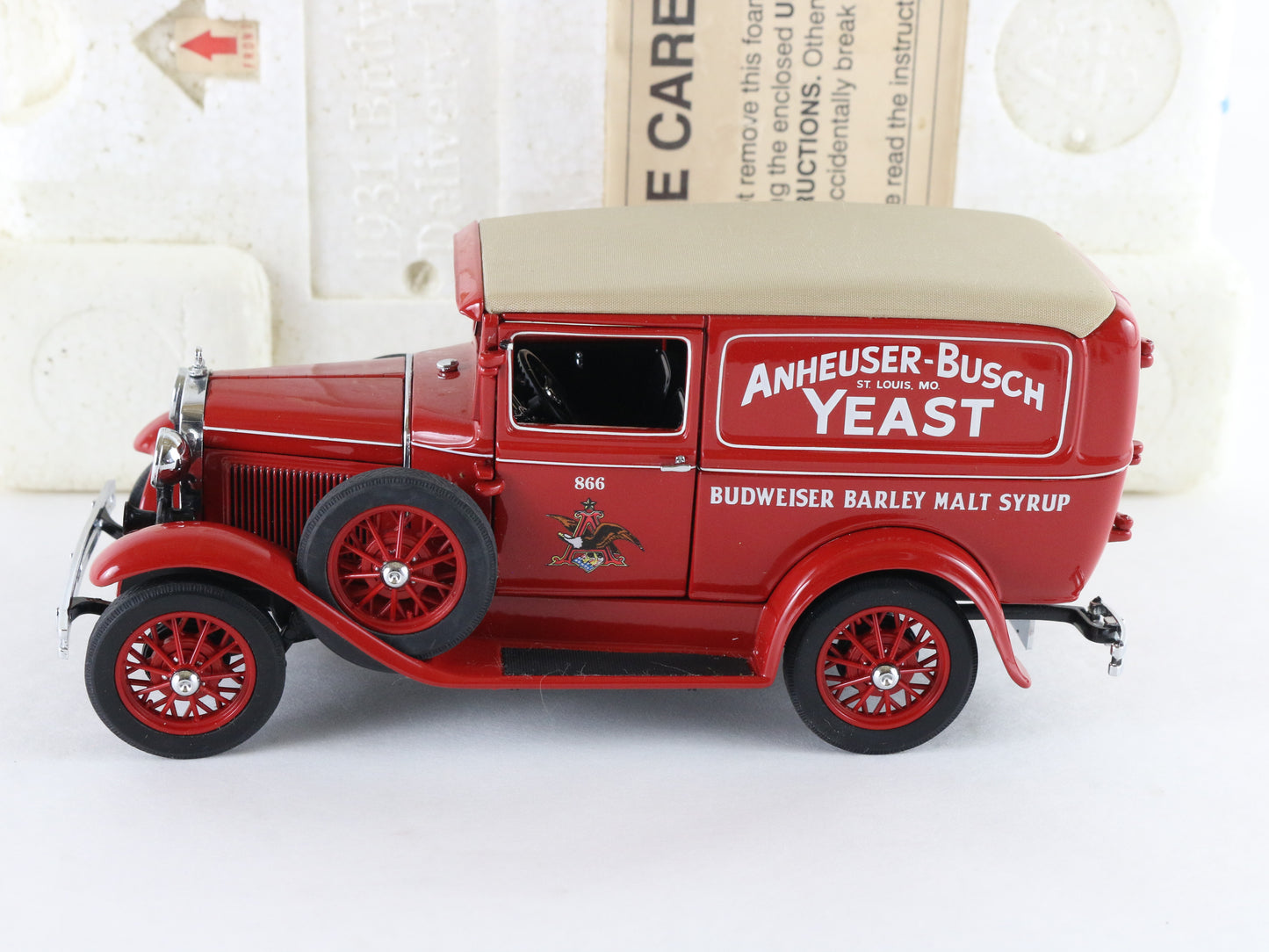 1931 Budweiser Delivery Truck Red Tan Danbury Mint 1:24 Diecast Model Car