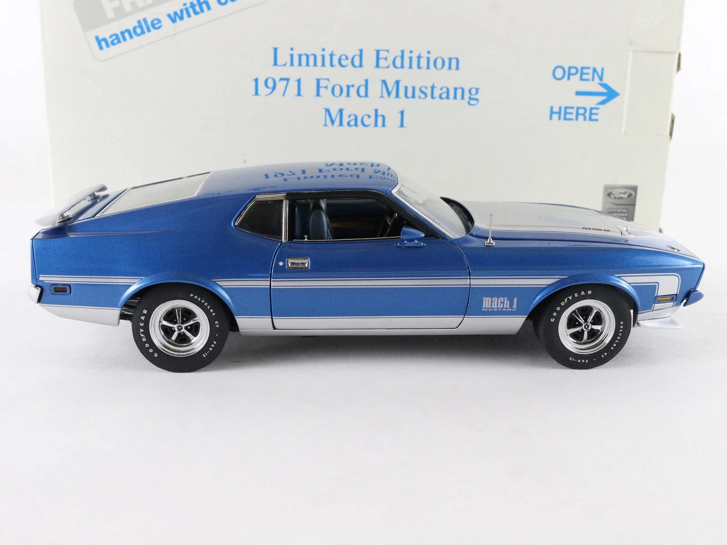 1971 Ford Mustang Fastback Mach 1 Blue #1163/5000 Danbury 1:24 Diecast Model
