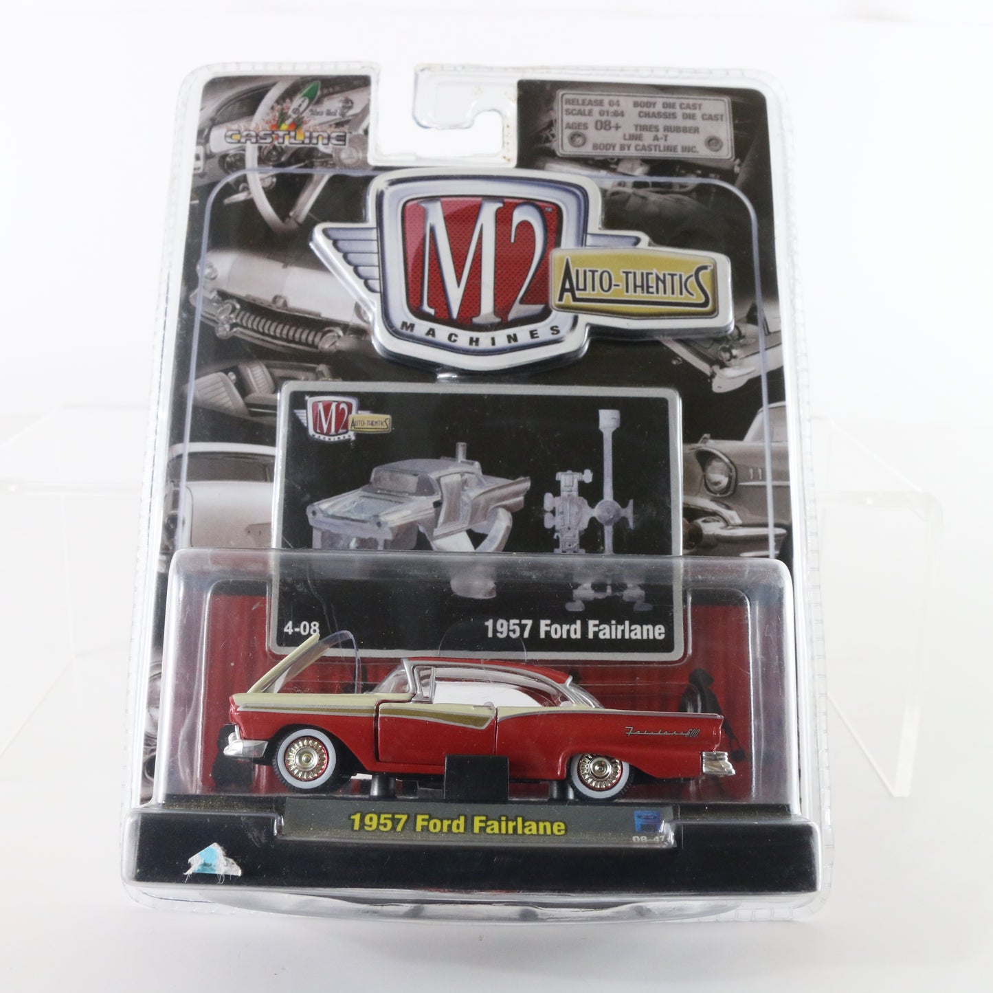 1957 Ford Fairlane Red & White Diecast Car M2 Authentics 1:64 4-08