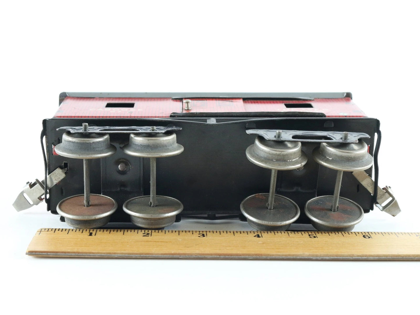 Ives Prewar O 67 Caboose Operating Door Red Tinplate Metal Train Car