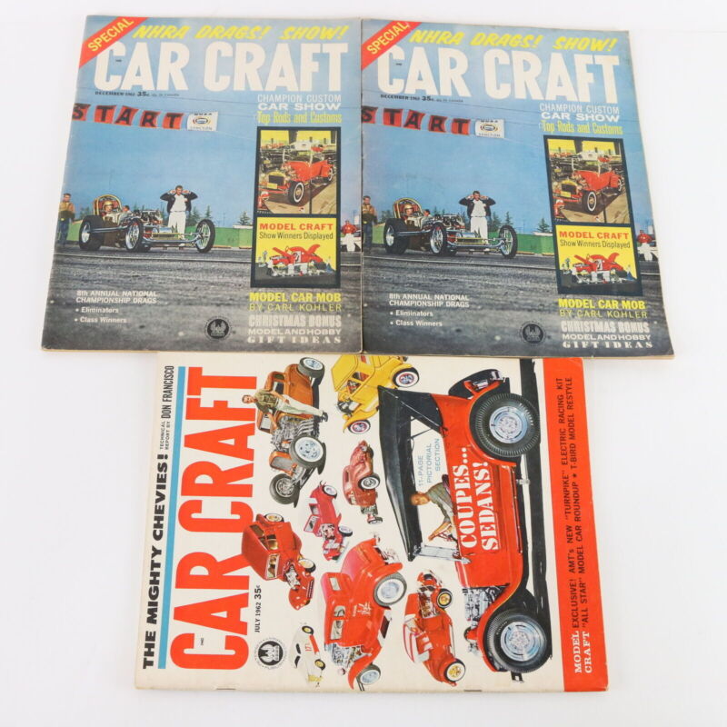 Lot Of 5 Car Craft July August & December 1962 Vintage Car Magazines