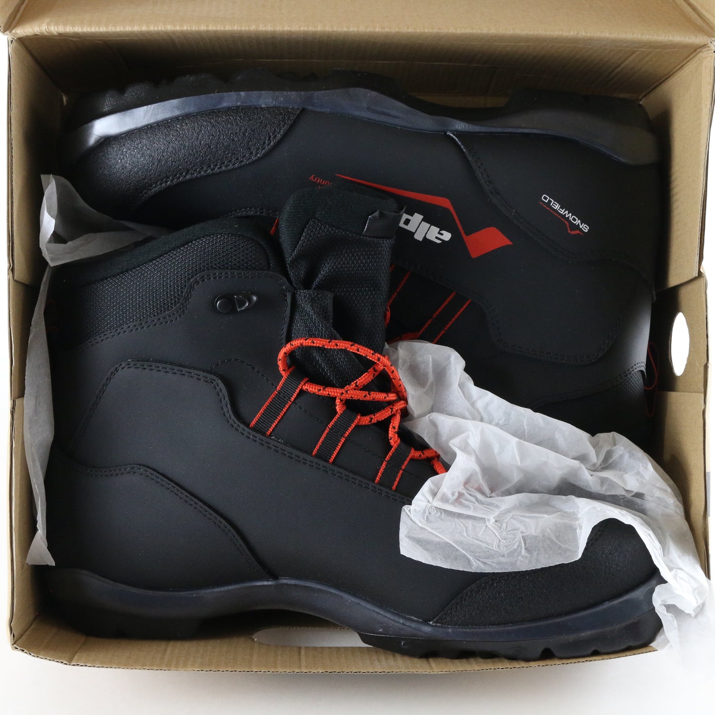 Alpina Snowfield Black & Orange Mens Cross Country Ski Boots Size 13.5 USA