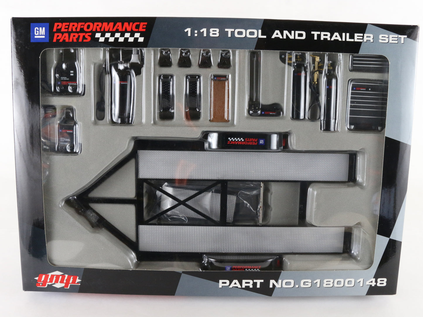 Performance Parts Gm Black & Silver Diecast Tool & Trailer Set GMP 1:18 G1800148