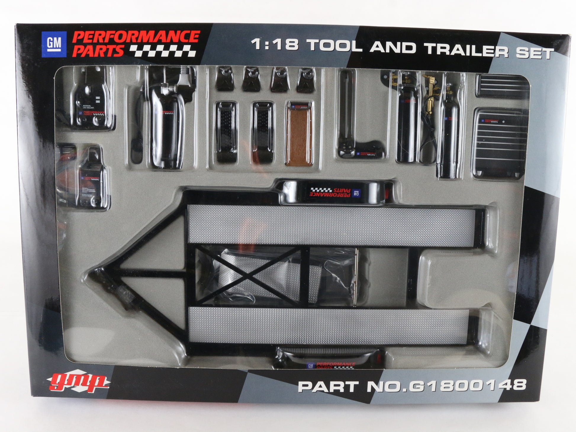 Performance Parts Gm Black & Silver Diecast Tool & Trailer Set GMP 1:18 G1800148