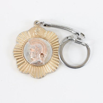 Vintage Metal Roman Soldier Pendant Automotive Keychain 1.5"