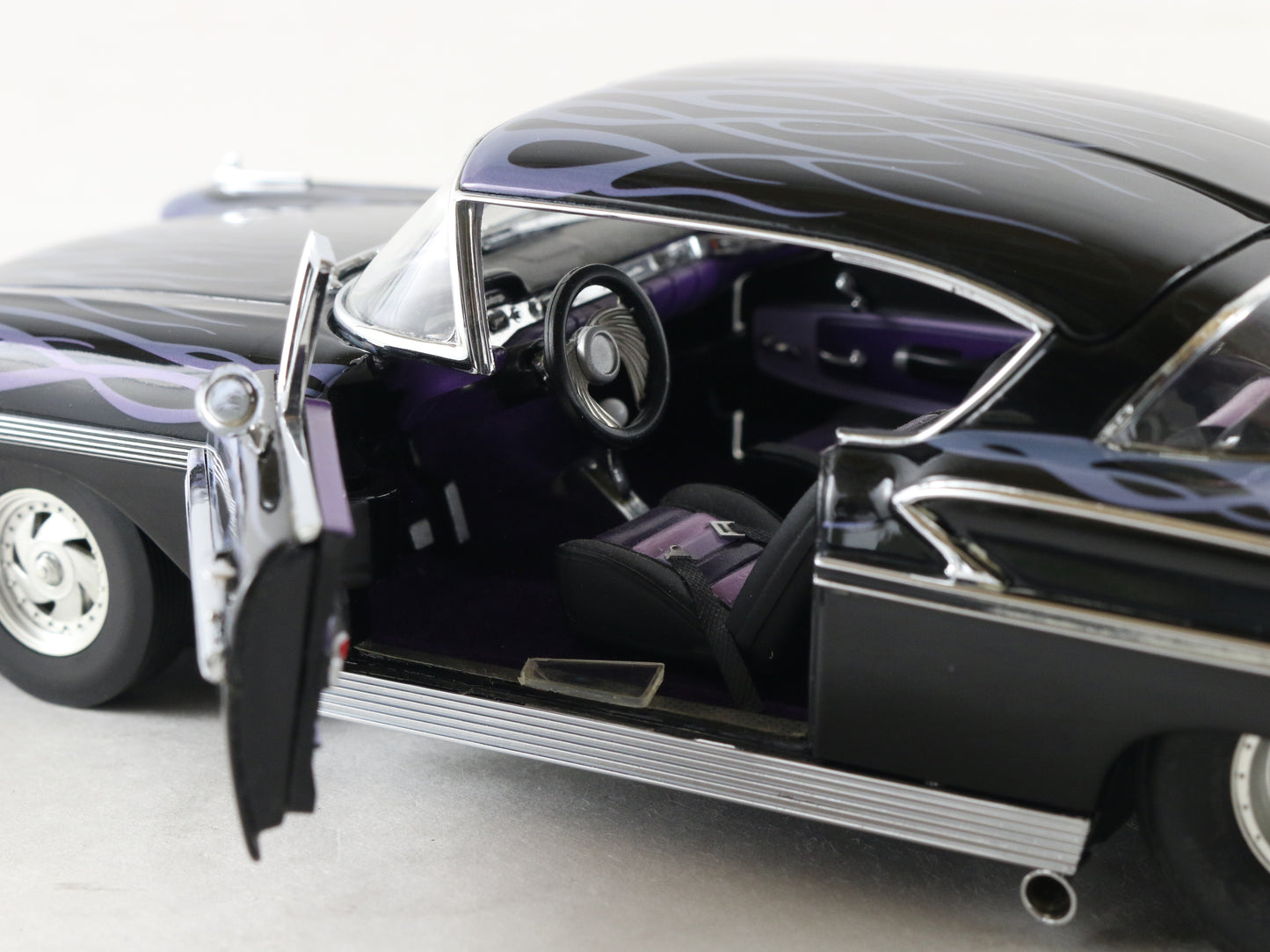 1958 Chevrolet Impala Street Machine Black W/ Flames Danbury Mint 1:24 Model Car