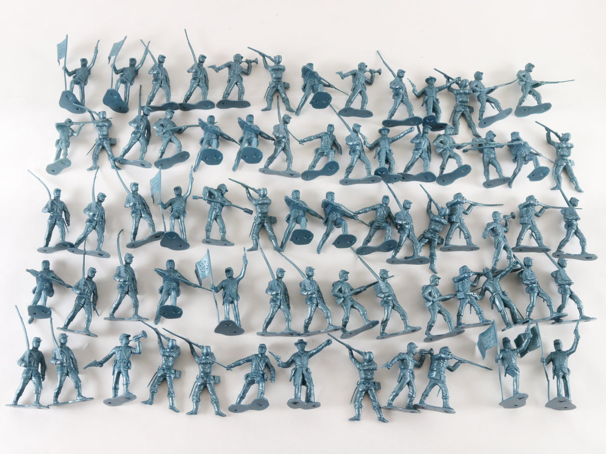 Large Lot Of Union Soldiers American Civil War Marx 54mm Blue Plastic Figures