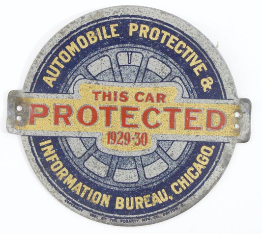 Automobile Protective & Information Bureau Chicago Protected 1929-30 6.5��� Topper