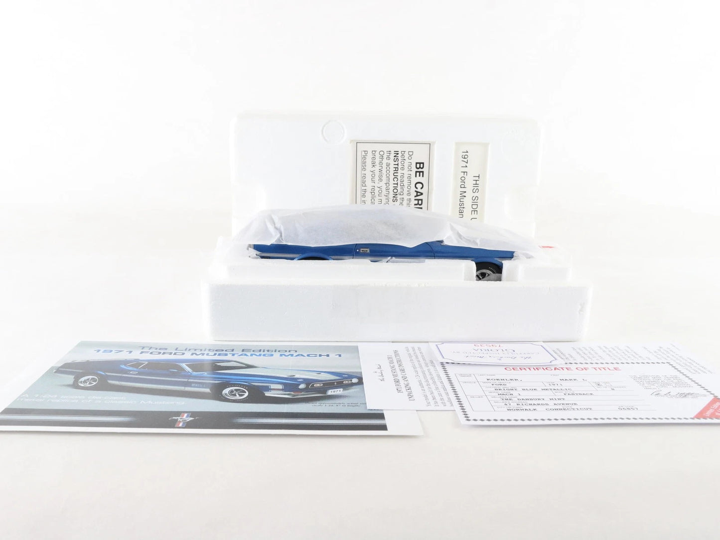 1971 Ford Mustang Fastback Mach 1 Blue #1163/5000 Danbury 1:24 Diecast Model