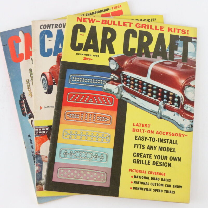 Lot Of 3 Car Craft October November December 1959 Vintage Car Magazines