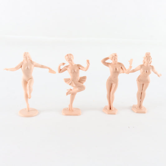 Lot Of 4 Bathing Beauties Peach Burlesque Women Figures Marx 2.5" Figures