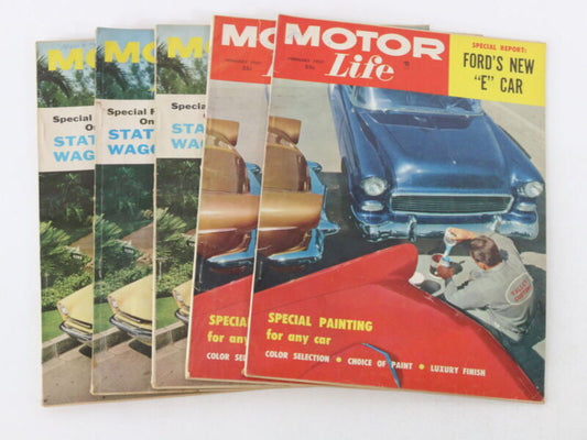 Lot Of 5 Motor Life Vintage Car Magazines March & February 1957 25c