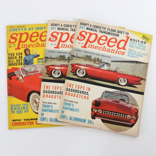 Lot Of 3 Speed Mechanics August & December 1961 Vintage Car Magazines