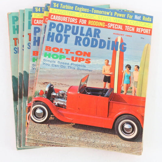 Lot Of 6 Popular Hot Rodding August & September 1963 Vintage Car Magazines