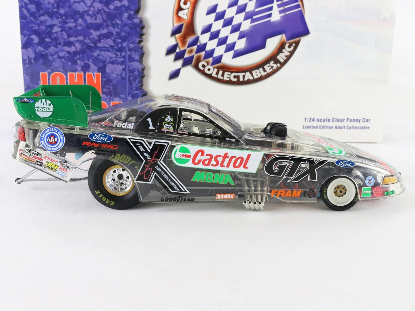 2002 Ford Mustang Funny Car Castrol GTX John Force Action 1:24 Diecast 1 Of 1800