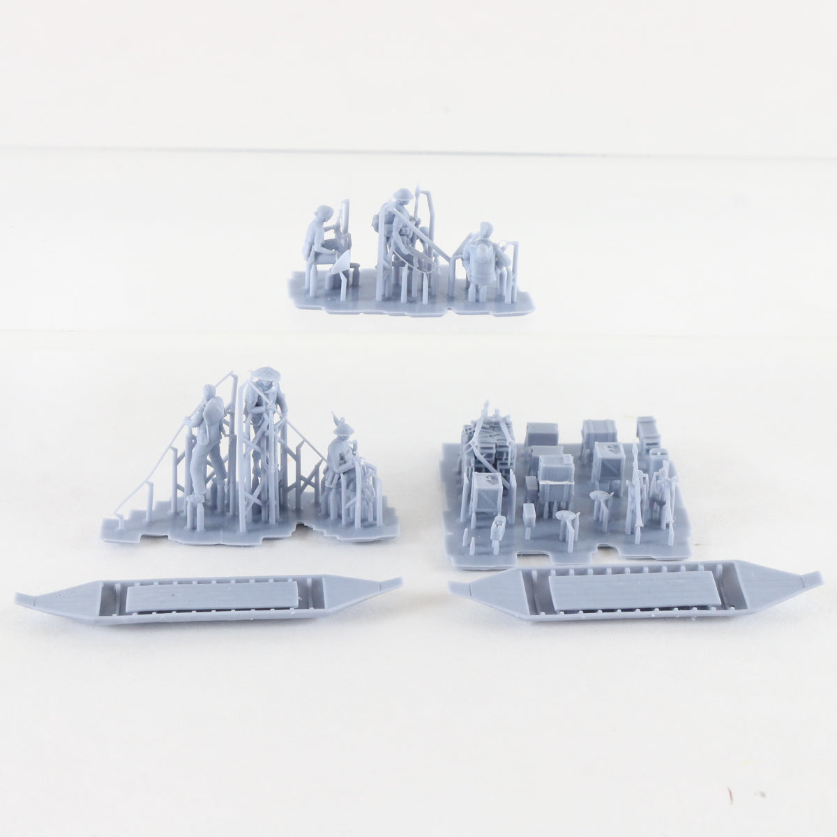 Set Of 6 Vietnam Vietcong Soldiers & Boats W/ Cargo Peddinghaus 1:72 3D Printed