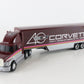 White GMC Integral Sleeper Aero E6 Semi Truck & Corvette Trailer 1:64