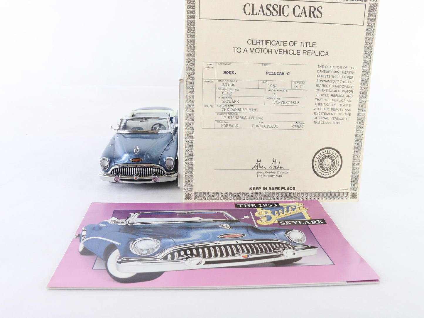 1953 Buick Skylark Blue Convertible Danbury Mint 1:24 Diecast Model Car