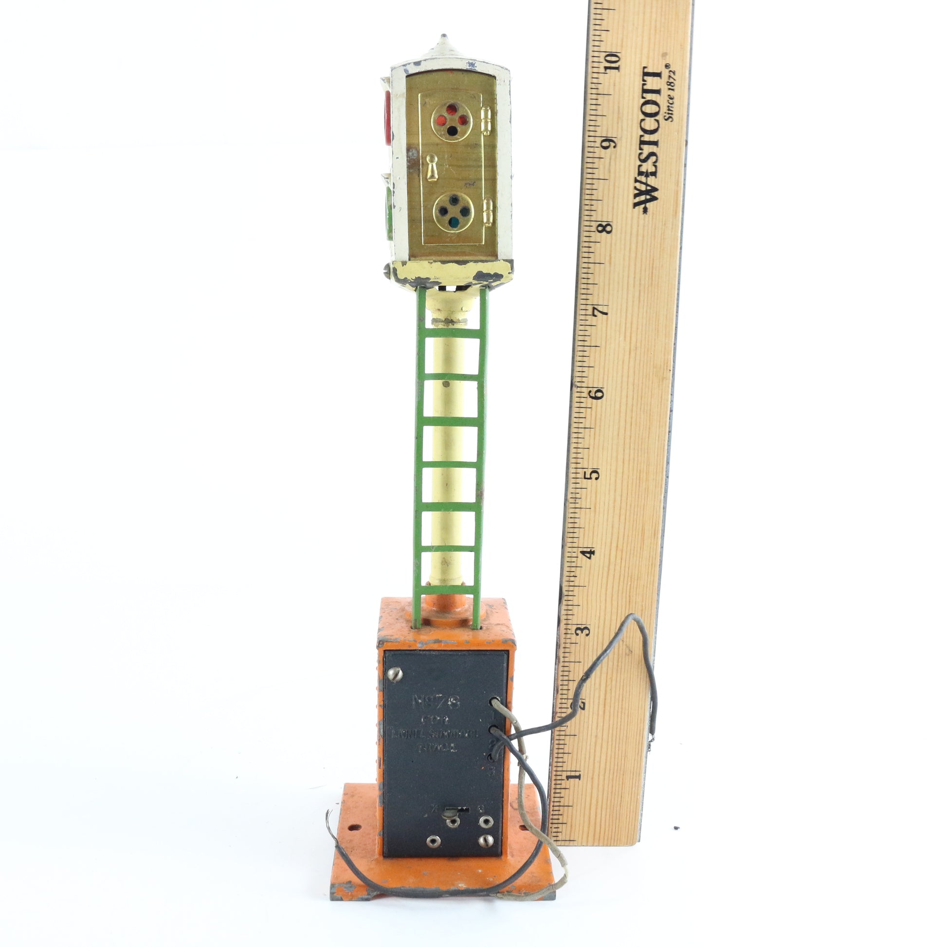 Prewar Block Signal Orange & White Lionel O 78 Model Train Accessory classic railroad signaling device