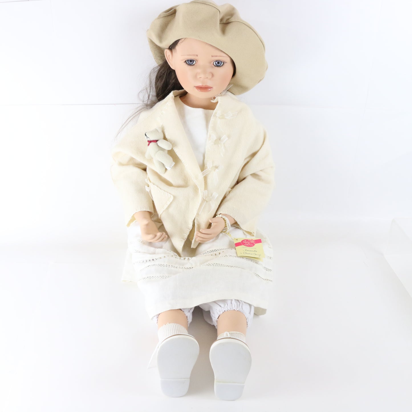 Amanda Christine Orange Tan & White Dress Large 35" Porcelain Doll 176/400
