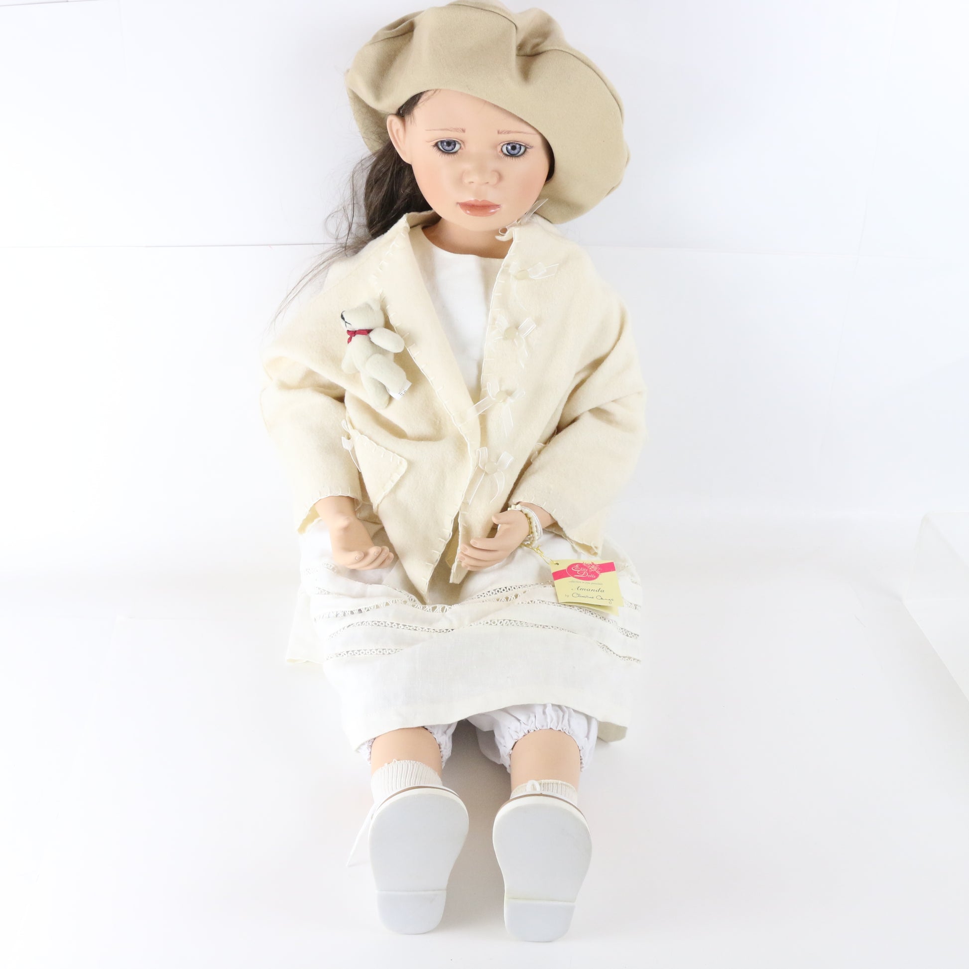 Amanda Christine Orange Tan & White Dress Large 35" Porcelain Doll 176/400