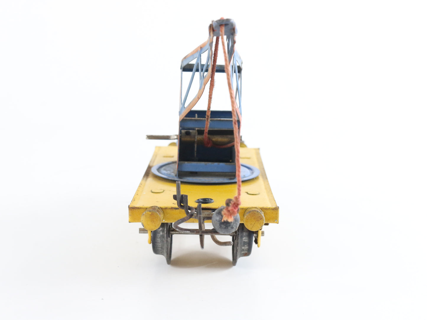 Hornby Meccano O Train Blue & Yellow Tinplate Breakdown Crane Car functional rescue crane car vintage set