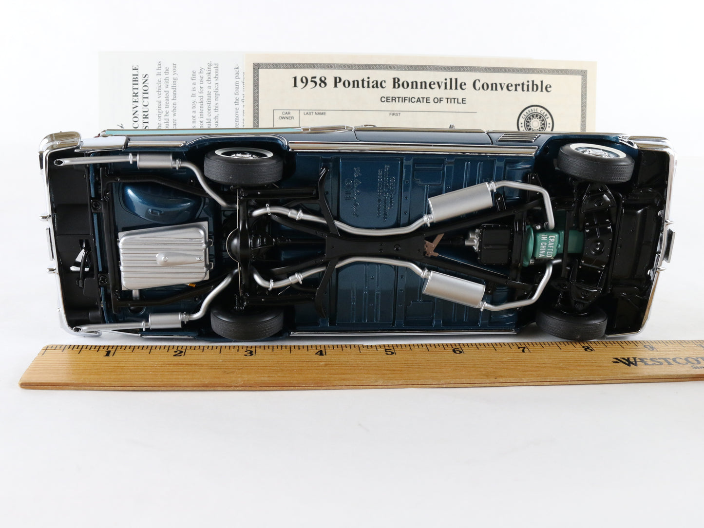 1958 Pontiac Bonneville Convertible Turquoise Danbury Mint 1:24 Model Car