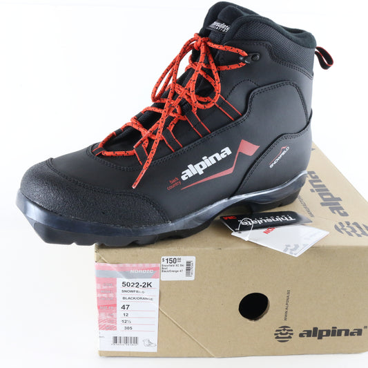Alpina Snowfield Black & Orange Mens Cross Country Ski Boots Size 12.5 USA