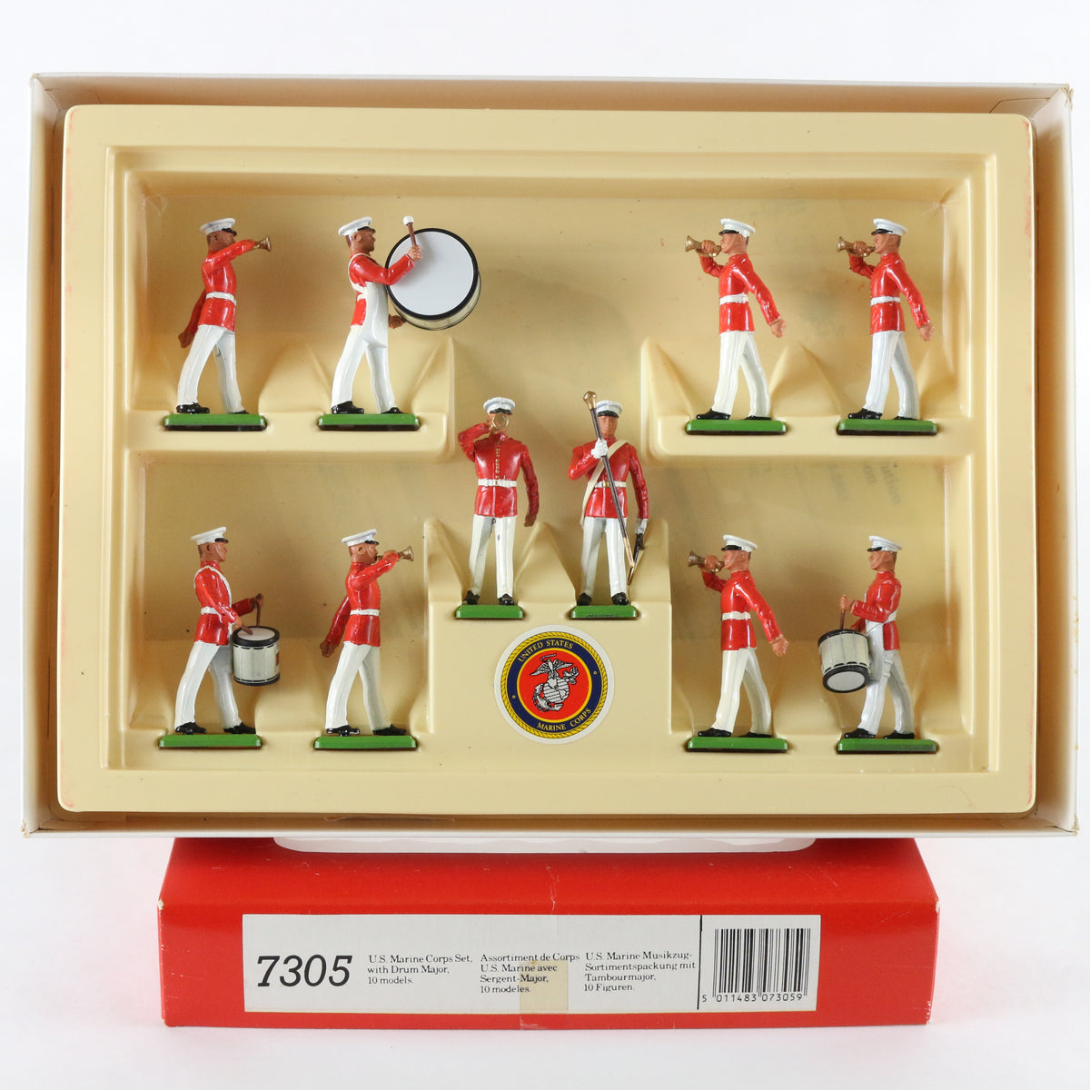USMC US Marine Corps Drum Major Set Of 10 Britains 1:32 7305 Metal Figures