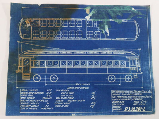 Milwaukee Electric Plan & Elevation Northern Coaches 1105-06 Blueprint 1930 11"