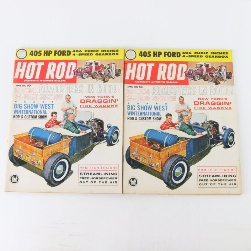 Lot Of 5 Hot Rod 405 Hp Ford Roadsters In Roto April 1962 Vintage Car Magazines