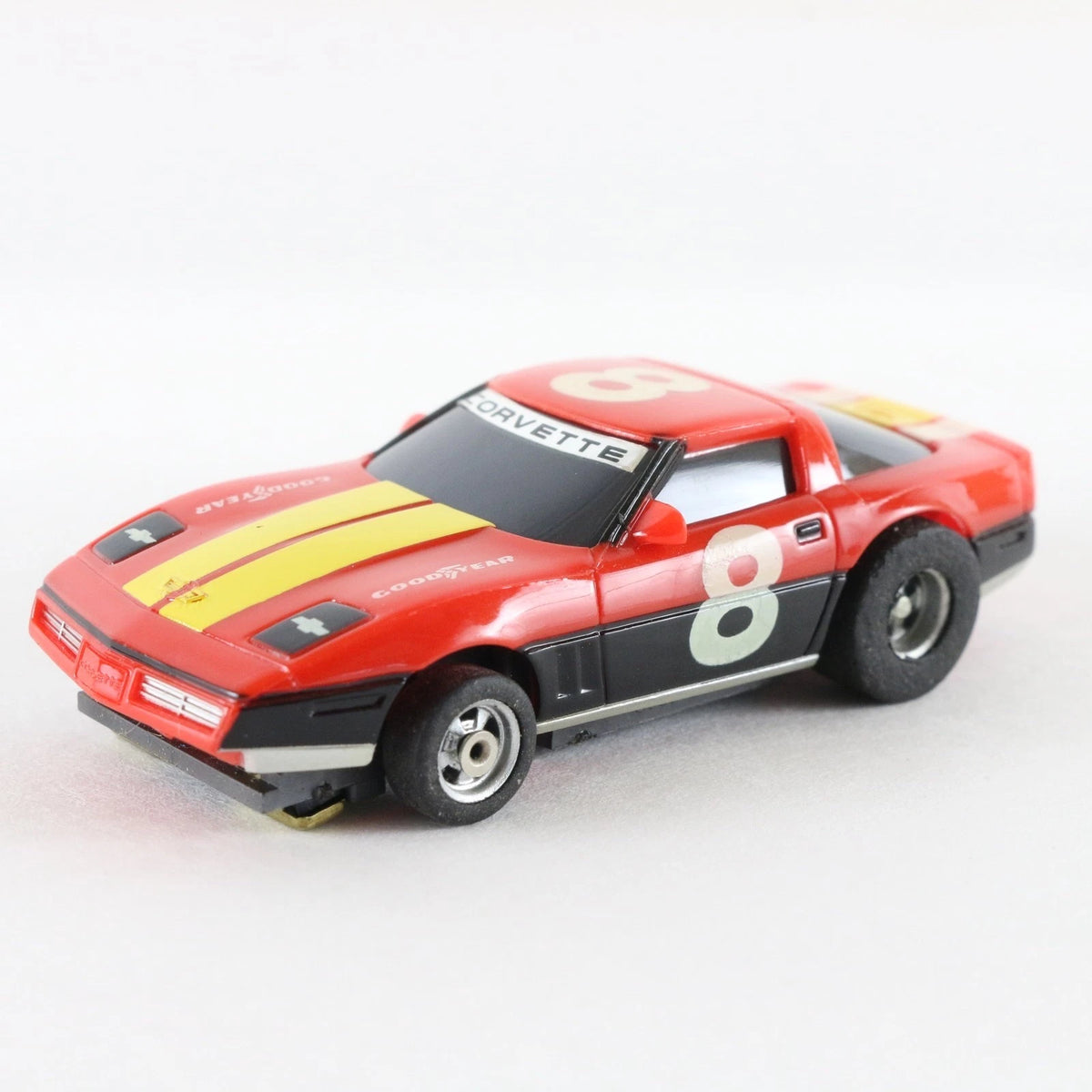 Aurora AFX Chevy Corvette #8 Red Yellow Screecher HO Slotless Slot Cars