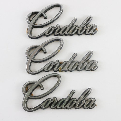 Lot Of 3 1970s Chrysler Cordoba Metal Nameplate Emblem Badge 5.5"