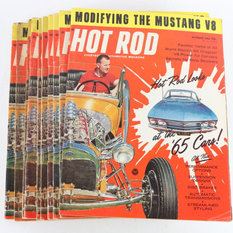 Lot Of 10 Hot Rod Modifying Mustang V8 October 1964 Vintage Car Magazines