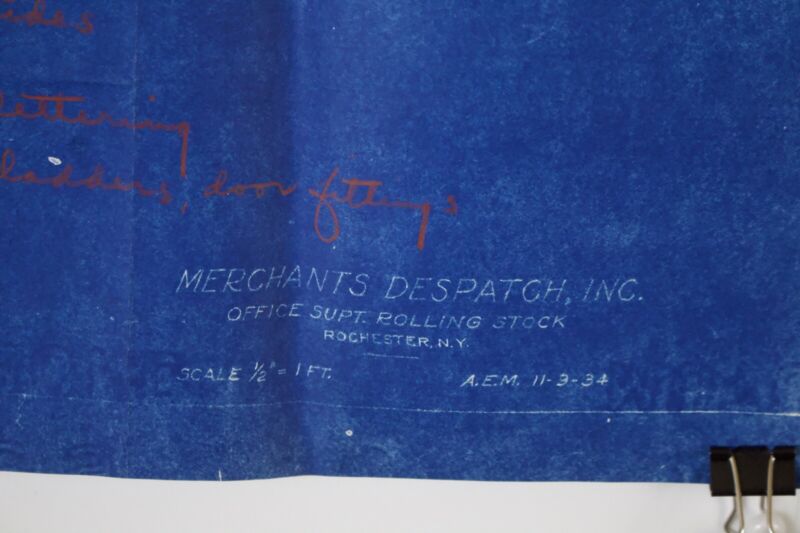 JDPX Refrigerator Reefer Lettering Merchants Despatch 1934 Train Blueprint 24.5���