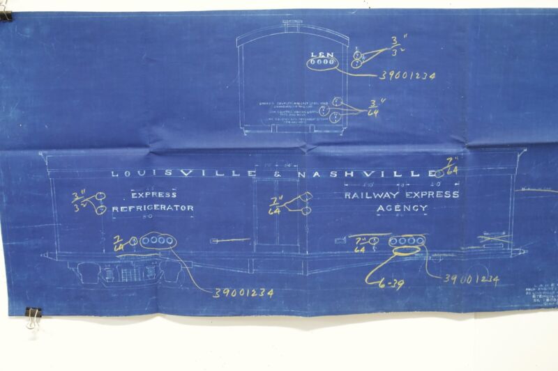 Louisville & Nashville L&NRR Stenciling Reefer Car Blueprint 1930 80389 30���